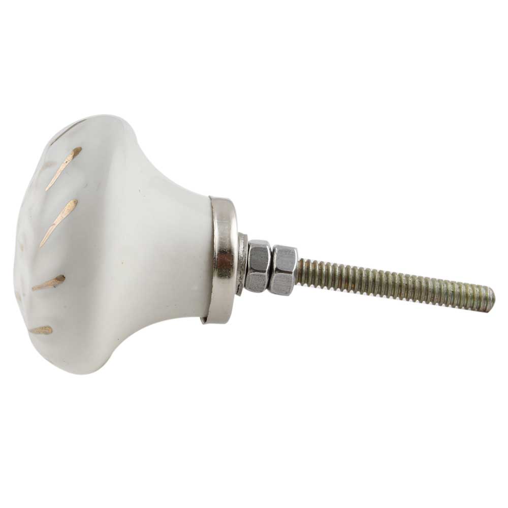 Cream Gold Floral Ceramic Knobs